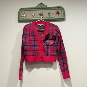 DOLLS KILL X ARCHIE COMICS PREP SCHOOL SWEETHEART KNIT CARDIGAN CROP SMALL NEW